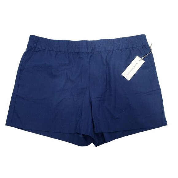 NEW Three Dots Pull On Navy Blue‎ Linen Blend Shorts Size XXL NWT - Picture 1 of 6